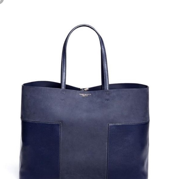 Tory Burch Handbags - Tory Burch Block T Navy Tote